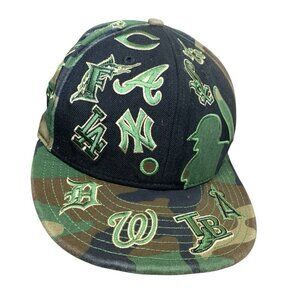 New Era Cap MLB All Over Team Logos 59Fifty Baseball Fitted Camo Hat  7 1/4 Rare